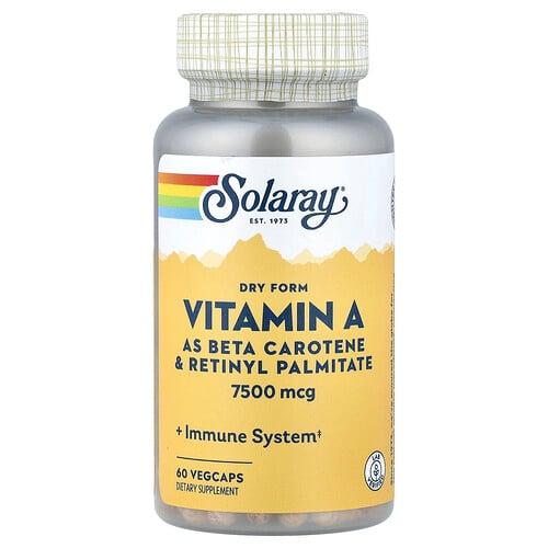 Solaray Dry Form Vitamin A 7 500 Mcg 60 Vegcaps product image