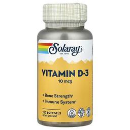 Solaray Vitamin D 3 10 Mcg 120 Softgels