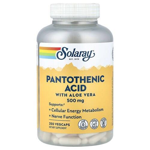 Solaray Pantothenic Acid With Aloe Vera 250 Vegcaps product image