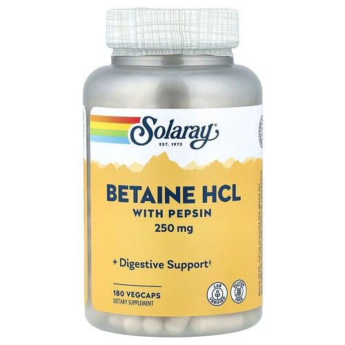 Solaray Betaine Hcl With Pepsin 180 Vegcaps