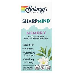 Solaray Sharpmind Memory With Cognivia Sage Gotu Kola Chaga Mushroom 60 Vegcaps