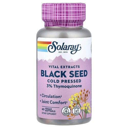 Solaray Vital Extracts Black Seed Cold Pressed 60 Vegan Softgels 500 Mg Per Softgel