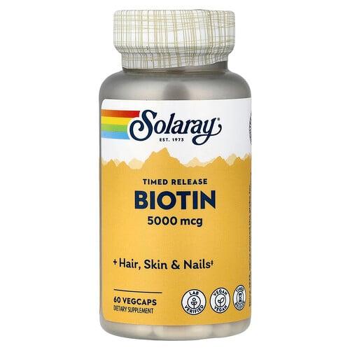 Solaray Timed Release Biotin 5 000 Mcg 60 Vegcaps product image