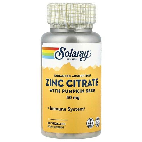 Solaray Zinc Citrate With Pumpkin Seed 60 Vegcaps