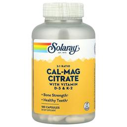 Solaray Cal Mag Citrate 2 1 Ratio 180 Capsules