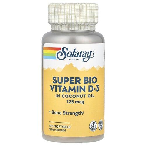 Solaray Super Bio Vitamin D 3 125 Mcg 120 Softgels product image