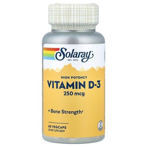 Solaray High Potency Vitamin D 3 250 Mcg 60 Vegcaps product image