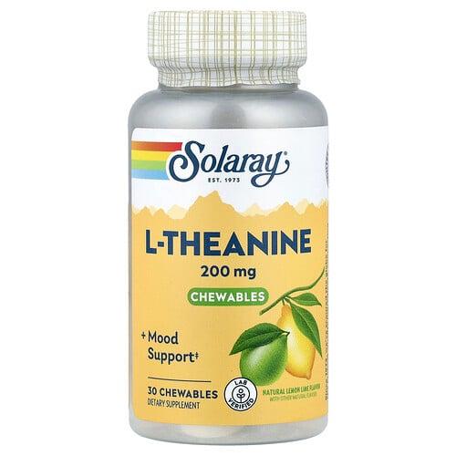 Solaray L Theanine Chewables Natural Lemon Lime 200 Mg 30 Chewables