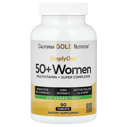 California Gold Nutrition Simplyone 50 Women Multivitamin Super Complexes With Vitamin A Vitamin C Minerals And Botanicals Iron Free 90 Tablets product image