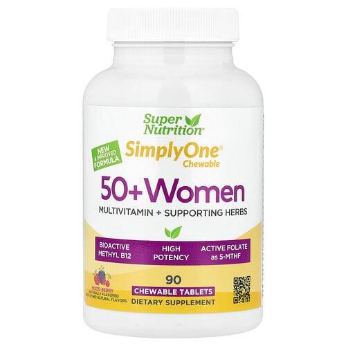 Super Nutrition Simply One 50 Women Multivitamin Supporting Herbs Mixed Berry 90 Chewable Tablets