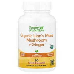 Super Nutrition Organic Lion S Mane Mushroom Ginger 60 Veggie Capsules