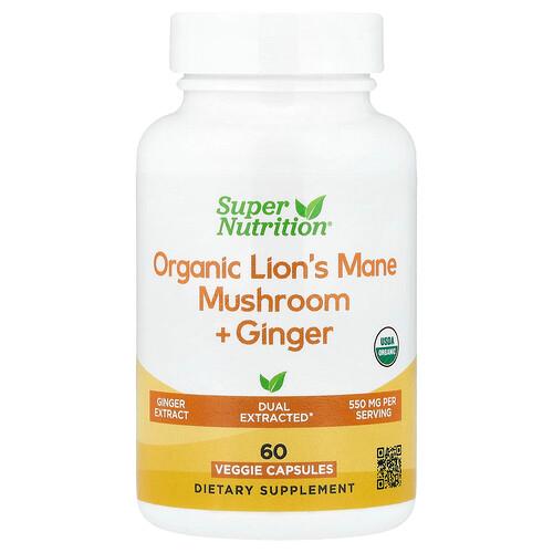Super Nutrition Organic Lion S Mane Mushroom Ginger 60 Veggie Capsules product image