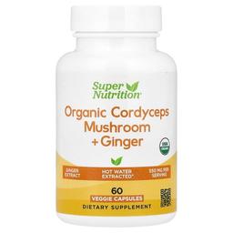 Super Nutrition Organic Cordyceps Mushroom Ginger 60 Veggie Capsules