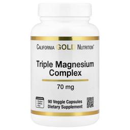California Gold Nutrition Triple Magnesium Complex 70 Mg 90 Veggie Capsules