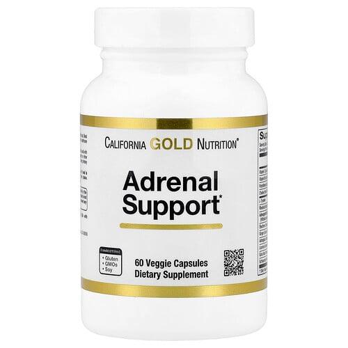 California Gold Nutrition Adrenal Support With L Tyrosine Rhodiola Extract Ashwagandha Extract And Eleuthero Extract 60 Veggie Capsules