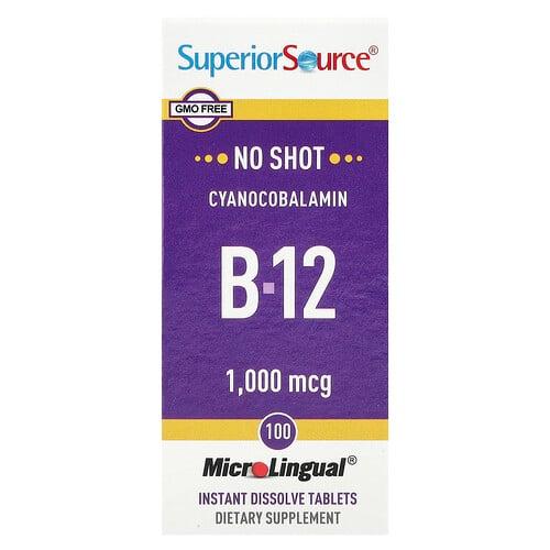 Superior Source Cyanocobalamin B12 1 000 Mcg 100 Microlingual Instant Dissolve Tablets