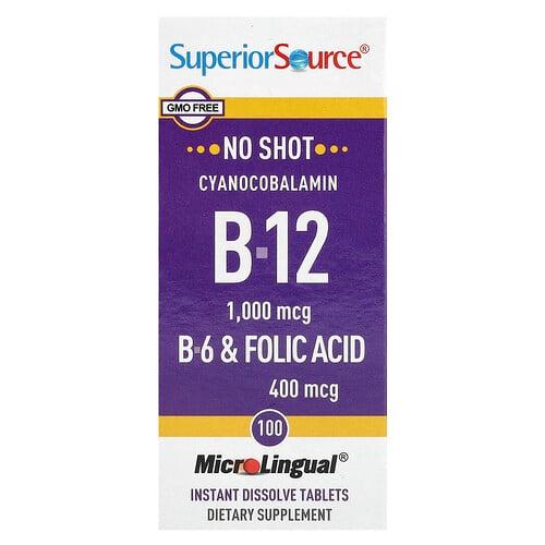 Superior Source Cyanocobalamin B 12 B 6 Folic Acid 100 Microlingual Instant Dissolve Tablets product image