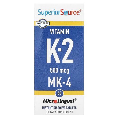 Superior Source Vitamin K 2 500 Mcg 60 Microlingual Instant Dissolve Tablets