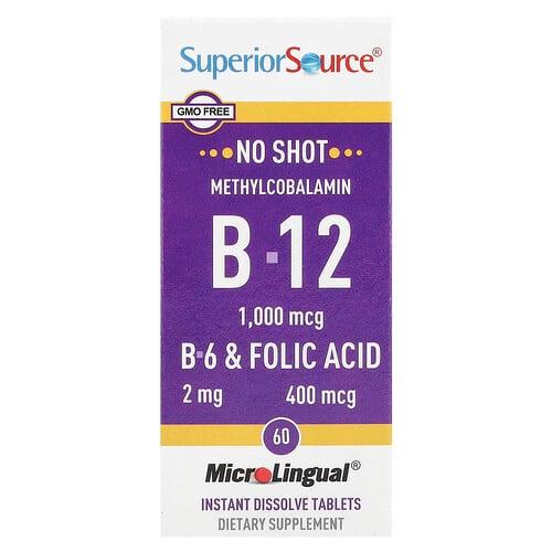 Superior Source Methylcobalamin B 12 B 6 Folic Acid 60 Microlingual Instant Dissolve Tablets product image