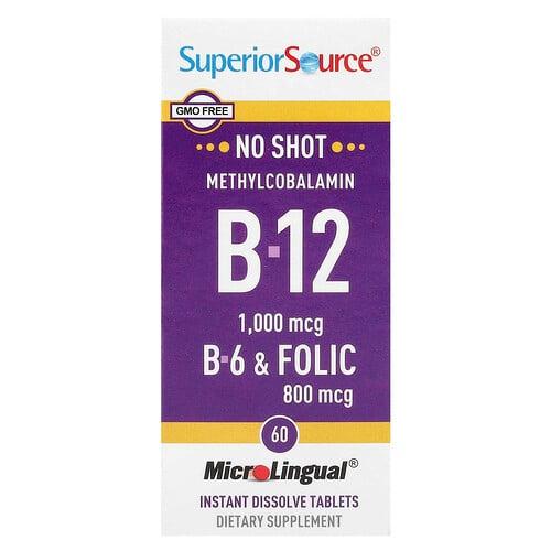 Superior Source Methylcobalamin B 12 B 6 Folic 60 Microlingual Instant Dissolve Tablets product image