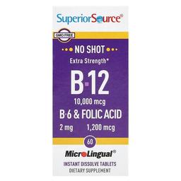 Superior Source B 12 B 6 Folic Acid 60 Microlingual Instant Dissolve Tablets