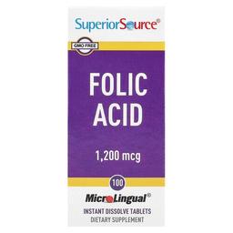 Superior Source Folic Acid 1 200 Mcg 100 Microlingual Instant Dissolve Tablets