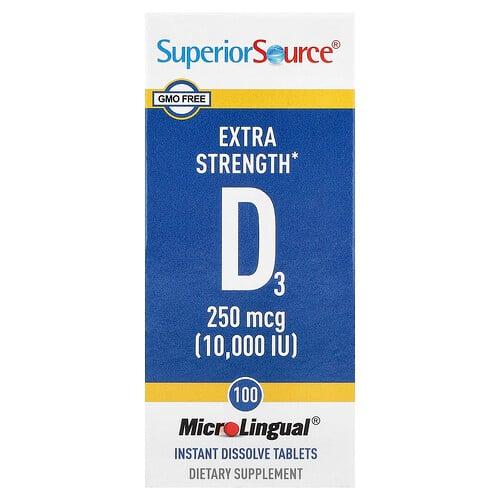 Superior Source D3 250 Mcg 10 000 Iu 100 Microlingual Instant Dissolve Tablets