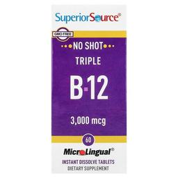 Superior Source Triple B 12 3 000 Mcg 60 Microlingual Instant Dissolve Tablets