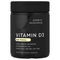 Sports Research Vitamin D3 High Potency 25 Mcg 1 000 Iu 360 Softgels