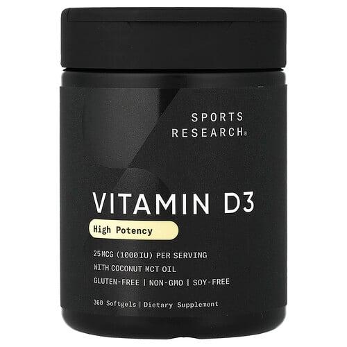 Sports Research Vitamin D3 High Potency 25 Mcg 1 000 Iu 360 Softgels