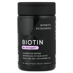 Sports Research Biotin 10 000 Mcg 30 Veggie Softgels