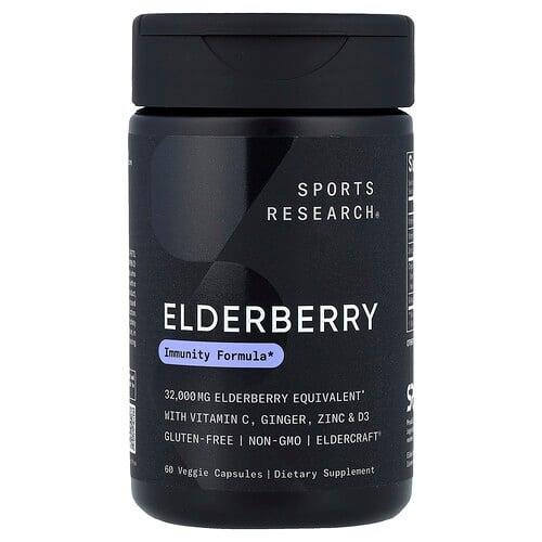 Sports Research Elderberry With Vitamin C Ginger Zinc D3 60 Veggie Capsules