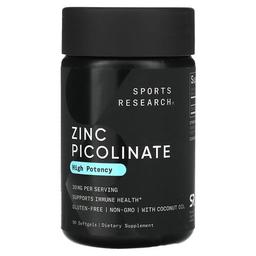 Sports Research Zinc Picolinate High Potency 30 Mg 90 Softgels