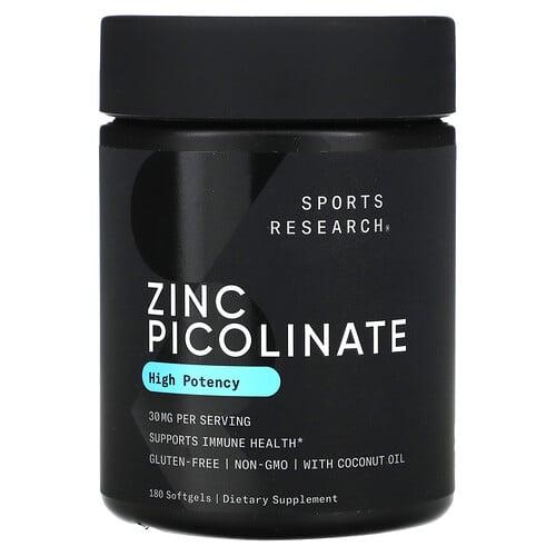 Sports Research Zinc Picolinate High Potency 30 Mg 180 Softgels