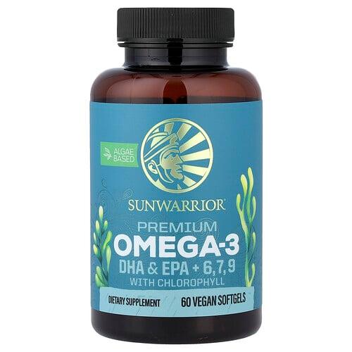 Sunwarrior Premium Omega 3 Dha Epa 6 7 9 With Chlorophyll 60 Vegan Softgels product image