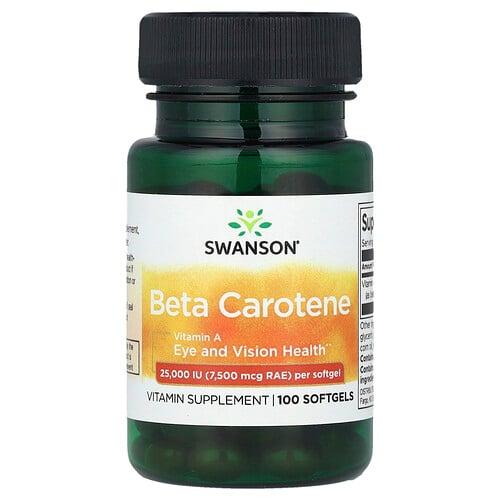 Swanson Vitamins Beta Carotene 25 000 Iu 7 500 Mcg Rae 100 Softgels