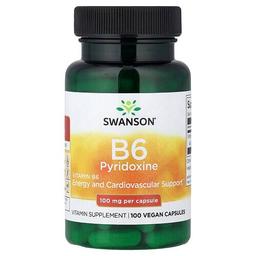 Swanson Vitamins Vitamin B6 Pyridoxine 100 Mg 100 Vegan Capsules