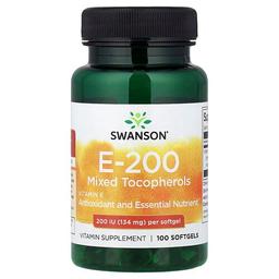 Swanson Vitamins Vitamin E Mixed Tocopherols 134 Mg 200 Iu 100 Softgels