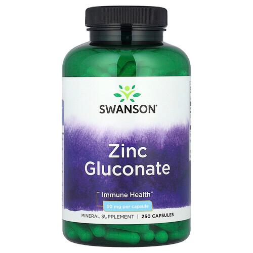 Swanson Vitamins Zinc Gluconate 50 Mg 250 Capsules