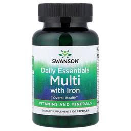 Swanson Vitamins Daily Essentials Multi With Iron 100 Capsules