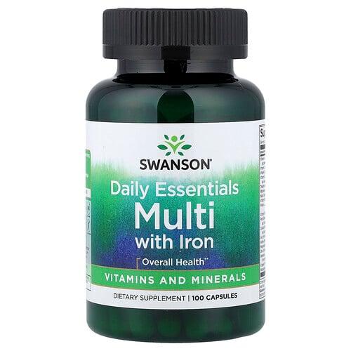 Swanson Vitamins Daily Essentials Multi With Iron 100 Capsules