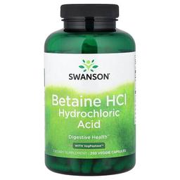Swanson Vitamins Betaine Hcl Hydrochloric Acid With Vegpeptase 250 Veggie Capsules
