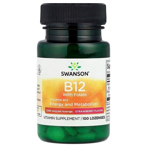 Swanson Vitamins Vitamin B12 With Folate Strawberry 100 Lozenges product image