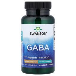 Swanson Vitamins Gaba 500 Mg 100 Vegan Capsules