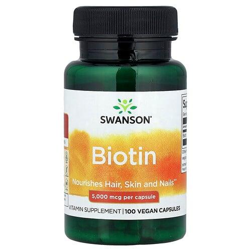 Swanson Vitamins Biotin 5 000 Mcg 100 Vegan Capsules product image
