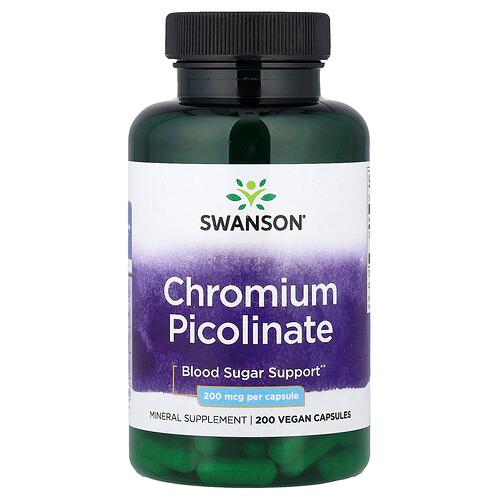 Swanson Vitamins Chromium Picolinate 200 Mcg 200 Vegan Capsules