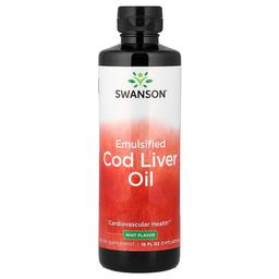 Swanson Vitamins Emulsified Cod Liver Oil Mint 16 Fl Oz 473 Ml