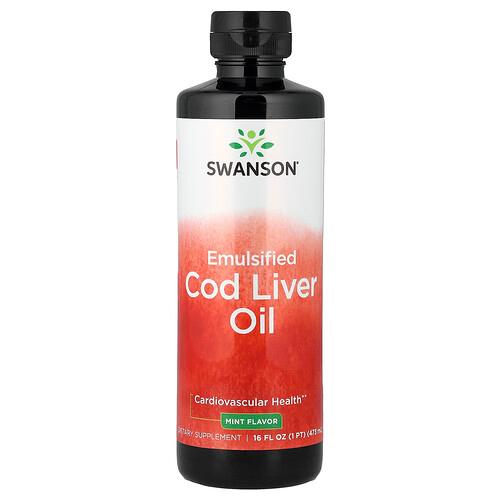 Swanson Vitamins Emulsified Cod Liver Oil Mint 16 Fl Oz 473 Ml
