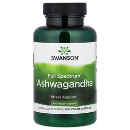 Swanson Vitamins Full Spectrum Ashwagandha 100 Vegan Capsules 450 Mg Per Capsule