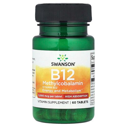 Swanson Vitamins Vitamin B12 Methylcobalamin 5 000 Mcg 60 Tablets product image